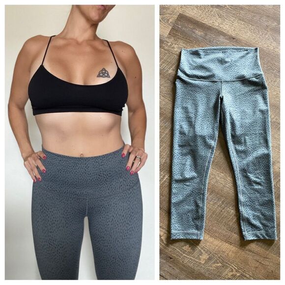 Lululemon Leggings Wunder Under Crop II Grey Dottie Dash 6 - Picture 3 of 12